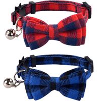 Lamphy 2 Pack/Set Cat Collar Breakaway with Cute Bow Tie and Bell for Kitty Adjustable Safety Plaid