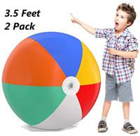 Inflatable Beach Balls Jumbo 42 inch for The Pool, Beach, Summer Parties, and Gifts | 2 Pack Blow up Rainbow Color Beach Balls (2 Balls) (42 inch)
