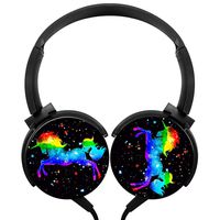 CTWUVS ADPR Galaxy Rainbow Horse Wired Headphones Headsets Foldable Over Ear for Boys Girls Black