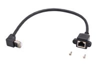 zdyCGTime CAT6 RJ45 LAN Network Extension Cable,90 Degree Angle RJ45 A Male to A Female Screw Panel Mount Extension Cable, (Upward) 1FT （Black）able,1ft (Upward)