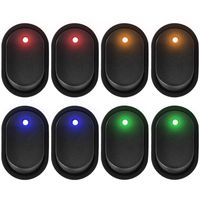 eFuncar 3Pin 12V 30A Toggle Switch SPST ON Off, Waterproof LED Blue Green Yellow Red Lighted Rocker Switch for Car Truck Boat Marine Auto Motorcycle, 8Pcs (2 for Each Color)