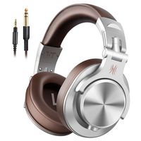 OneOdio A71 Wired Over Ear Headphones, Studio Headphones with SharePort, Professional Adapter-Free Monitor Recording & Mixing Headphones with Stereo Sound for Electric Drum Piano Guitar Amp (Silver)