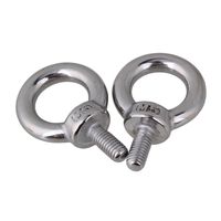 CNBTR M5 Silver 304 Stainless Steel European Style Lifting Thread Eye Bolt with Ring Shape Screws Pack of 2