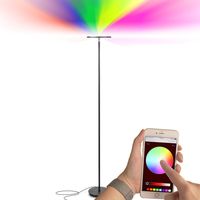 Brightech Kuler Sky - Color Changing Torchiere LED Floor Lamp - Smart Floor Lamp: Remote Control via iOs & Android App - Alternative to Hue Bulbs & Halogen Lamps - Adjustable Head - Black
