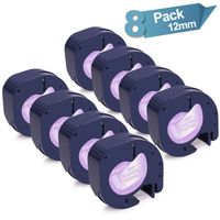 8-Roll Replace DYMO LetraTag Clear Transparent Refills Plastic Tape Compatible with DYMO Label Maker, 12mm x 4m 1/2 Inch x 13 Feet (16952)