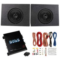 Boss 12" 1000W Car Subwoofers +1100W Mono Amp R1100M +Amp Kit+12" Enclosures (2)