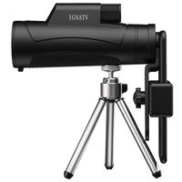 Monocular Telescope 12X50, Ignatv High Power HD BAK4 Prism FMC Monocular with Universal Smartphone Holder for Bird Watching,Hunting, Hiking-Black