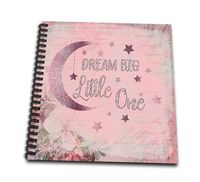 3dRose Dream Big Little One Pink Glamour Baby Girl Typography Art Wirebound Notebook (db_276364_2)