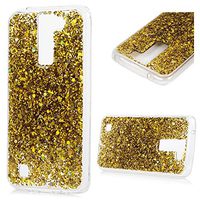 LG Aristo Case, LG K8 2017 Clear Crystal Glitter TPU Cover Drop Resistant Flexible Soft TPU Rubber Gel Bumper Back Shell Ultra Slim Reinforced Protective Grip Fit Skin Cover for LG Phoenix 3 Gold