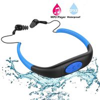 Waterproof MP3 Player，IPX8 Waterproof Headphones for Swimming，Work for 6-8 Hours Underwater 10 Feet ，Underwater Audio， Waterproof Earbuds，4GB Memory，with Shuffle Feature