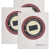 SWEDEdishcloths Swedish Dishcloth Set of 3 Each Swedish Dishcloth Badge Design - Pennsylvania | Eco Friendly Cleaning Absorbent Cloth Eco Friendly Cleaning Wipes