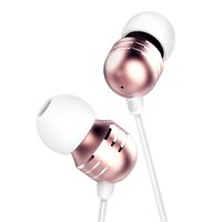 KWORLD In-Ear Earbud Wired Headphones designed for Music Listening, emphasis on Stereo Loud Sound with 4 sizes of Bullet Shaped earbuds, made for all 3.5mm Interface Device, Pink(S450)