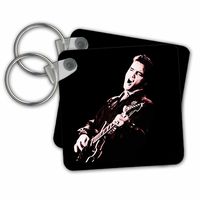 3dRose Key Chains Elvis Presley with His Guitar, Set of 2, 2.25 x 2.25" (kc_256792_1)