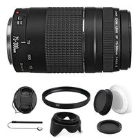 Canon EF 75-300mm f/4-5.6 III Lens + 58mm UV Filter + Rear & Front Lens Cap + Tulip Lens Hood + Lens Cap + Lens Cap Holder