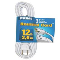 Prime Wire & Cable EC660612-3-Pk 12-Feet 16/2 SPT-2 3-Outlet Indoor Cord, 3-Pack, White