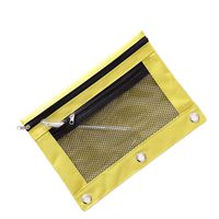 Funny live B5 Size Double Zipper 2 Pocket Pencil Bag, Transparent Mesh File Pouch Case, Zip Binder Pencil Bags Pencil Cases with Rivet Enforced Hole 3 Ring (Yellow)