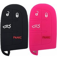 Ezzy Auto Black and Hot Pink 4 Buttons Silicone Key Fob Case Covers Key Cover Key Jacket Skin Protector fit for Dodge Challenger Chrysler
