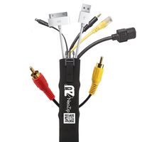 Cable Management Sleeve 2.0-NEW IMPROVED, NEOZIP Cord Management System for Home Entertainment /TV / Computer ,20 inch Flexible Zipper Cable Sleeve Organizer, 4 Piece - Black