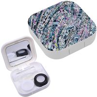 Portable Contact Lens Case Box Travel Kit Mirror + Bottle + Tweezers Container Holder [ Psychedelic ]