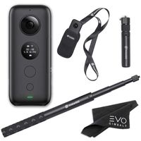 Insta360 ONE X 360 Camera with 5.7K 4K 3K Video and 18MP Photos - Bundle Includes BulletTime Handle, Invisible Selfie Stick and EVO Gimbals Cleaning Cloth (3 Items) (microSD Card Sold Separate)