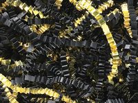 Pack of 1, Black & Gold Crinkle Cut Paper 40 Lb Spring-Fill Shred for Baskets, Basket Boxes, Bags, Containers & Nested Boxes