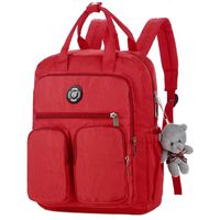 ALOVEMO Women Waterproof Backpack Outdoor Bag School Large Capacity Multi-Pocket Travel Backpack with Bear,Laptop Backpack (Red)