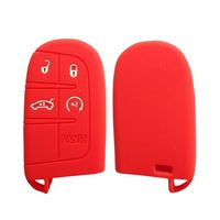 KEMANI Silicone Case Protect Holder Cover For Jeep Chrysler Fiat Remote Smart Key 5 Buttons (No key) (Red)