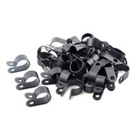Karcy 100Pcs 16.2mm 0.63Inch Black R-type Cable Clip Wire Clamp, Nylon Screw Mounting Cord Fastener Clips for Wire Management