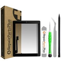 RepairPartsPlus iPad 4 Screen Replacement Glass Touch Digitizer Premium Repair Kit with Tools and Home Button (Black)