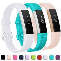 GEAK Compatible with Fitbit Alta and Fitbit Alta HR Band, Soft Classic Accessories Sport Bands Compatible for Fitbit Alta HR/Fitbit Ace,White Teal Pink,Small