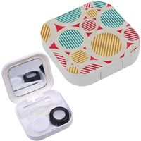 Portable Contact Lens Case Box Travel Kit Mirror + Bottle + Tweezers Container Holder [ Vintage Colored Circle Texture ]