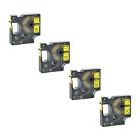 KCMYTONER 4 Pack Heat Shrink Tubes 18052 Compatible with DYMO LabelWriter and Rhino 1000 3000 4200 5000 5200 6000 Industrial Label Makers and More,Black on Yellow,1/4" (6mm) x 4.92ft
