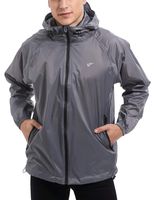 EZRUN Men's Waterproof Hooded Rain Jacket Windbreaker Lightweight Packable Raincoat(Silver Grey,XXL)
