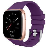 UMTELE for Fitbit Versa Bands, Silicone Replacement Sport Strap with Metal Buckle for Fitbit Versa, Large, Plum