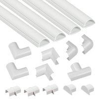 D-Line Mini Cable Raceway Kit | Self-Adhesive Wire Covers | Electrical Raceway, Popular Cable Organizer for Home Theater, TV, Office and Home | 4 x 39" Lengths Per Pack - White