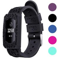 IMPAWFAN Watch Bands Compatible for Fitbit Charge 3 and Charge 3 SE, Silicone Replacement Bands Breathable Sport Wristbands, Soft Strap with Protective Case for Women Men-Black