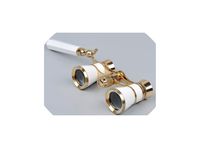 3x25 Brass Coated Lens Binocular Telescope Opera Theater Glasses with Retractable Handle for Watching Women Girls Gifts,White