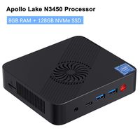 N34-H Mini PC Intel Celeron N3450 LPDDR4 8GB RAM 128GB SSD Windows 10 Pro Micro PC, Quad Core CPU up to 2.2GHz, 4K@60Hz HDMI/Mini DP/USB-C Outputs, DIY SSD, 1000M LAN, 2.4G+5G WiFi Desktop Computer