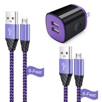 Charger Plug, Charging Block, Dual USB Wall Charger with 2 Pack Micro USB Cable Android Charger Cord Compatible for Samsung Galaxy J7V J8, J7 Crown/Prime/Star/Sky Pro/Refine, S7 S6 Plus/Edge/Active