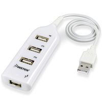 Insten 4-Port USB Hub, White Compatible with Apple iPhone 7/7 Plus/ 6S/ 6S Plus, Samsung Galaxy S7 Edge/ S7
