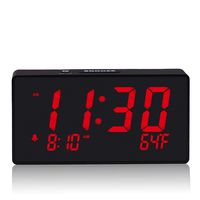 Digital Alarm Clock with Simple Operation, Adjustable Alarm Volume, Full Range Brightness Dimmer, Large 6" Red LED Screen, USB Port for Charging, Temperature, Electric Clocks for Bedrooms, Bedside