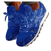 Gyouanime Womens Sports Running Sneakers Autumn Lace Up Casual Breathable Bling Slip On Sport Running Shoes Sneakers Footwear Dark Blue