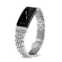 Shangpule Compatible for Fitbit Inspire & Inspire HR Bands, Stainless Steel Metal Replacement Strap Bracelet Wrist Band Accessories for Fitbit Inspire Women Man Large Small (Silver)