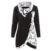 RUIVE Women's Plaid Print Blouse Turtleneck/Hooded Button Asymmetric Tops Casual Long Tartan Tunic Sweatshirt