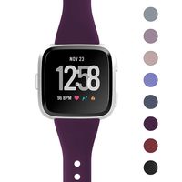 Jobese Bands Compatible with Fitbit Versa/Versa Lite/SE, Slim Soft Silicone Replacement Straps Accessories Wristbands Women Men, Plum, Large