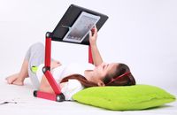 iCraze for iPad - Adjustable Vented Laid-Back Tablet Table Desk Portable Bed Tray Stand Multi-Functional & Ergonomics Design - Compatible with All Tablet Versions up to 17" (Black & Red)