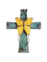 Sell4Style Unique Wooden Crucifix with Antiqued Metal Decorative Butterfly and Inspirational Prayer Inscribed On Cross