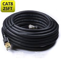 Ethernet Cable 25 ft Cat8 Cable, Outdoor&Indoor, Kablink 25ft Heavy Duty 40Gbps, 2000Mhz High Speed Gigabit SFTP 26AWG Cat8 LAN Network Internet Cables for Switches, Servers, Patch Panel