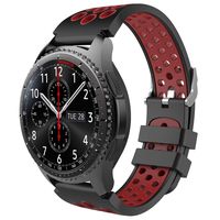 Dadanism Band Compatible with Gear S3, Soft Silicone Replacement Sporty Sport Smart Watch Band Wrist Straps Fit Samsung Gear S3 Frontier / S3 Classic / Galaxy Watch 46mm, Lightweight - Black & Red
