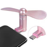 Cell Phone Fan, Portable Aluminum Alloy Shell Mobile Phone Fan Cooling Fan Air Conditioner Cooler, Mini Fan for Android Cell Phone, Compatible for Type C or Micro USB Port Phone Fan(Type C, Rose Gold)